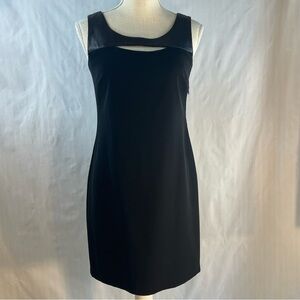 Drew Little Black Dress Sleeveless Leather Accents Exposed Back Zipper 2 👍